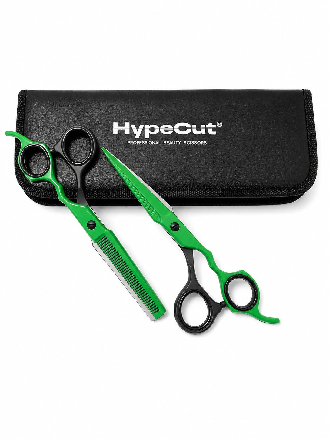00cd5109-dce3-48c2-9a14-d3c9b4082877 Set 2 Tijeras Profesionales HypeCut 6.0” Verdes – Filo Navaja + Esculpidora - Imagen 1