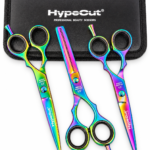 Set 3 Tijeras Profesionales HypeCut 5.5” Tornasol – Filo Navaja, Microdentada y Esculpidora