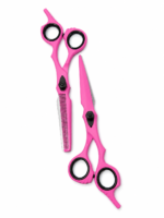 Set 2 Tijeras Profesionales HypeCut 6.5”Rosadas – Filo Navaja + Esculpidora - Imagen 2