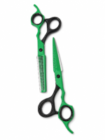 Set 2 Tijeras Profesionales HypeCut 6.0” Verdes – Filo Navaja + Esculpidora - Imagen 2