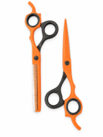Set 2 Tijeras Profesionales HypeCut 6.0” Naranjas – Filo Navaja + Esculpidora - Imagen 2