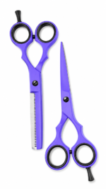 Set 2 Tijeras Profesionales HypeCut Moradas – Filo Navaja + Esculpidora | Barbería - Imagen 2