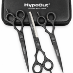 Set 3 Tijeras Profesionales HypeCut 7.0” Negras – Filo Navaja, Microdentada y Esculpidora