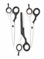 Set 3 Tijeras Profesionales HypeCut 5.5’’Blanco y Negro – Filo Navaja, Microdentada y Esculpidora - Imagen 2