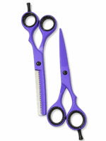 Set 2 Tijeras Profesionales HypeCut Moradas 6.0” – Filo Navaja + Esculpidora para Barbería - Imagen 2
