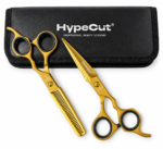 Set 2 Tijeras Profesionales HypeCut 6.0” Doradas – Microdentada + Esculpidora
