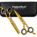Set 2 Tijeras Profesionales HypeCut 6.0” Doradas – Microdentada + Esculpidora