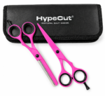 Set de 2 Tijeras Profesionales Hypecut Rosa Neón 6.0| Filo Navaja + Esculpidora para Peluquería