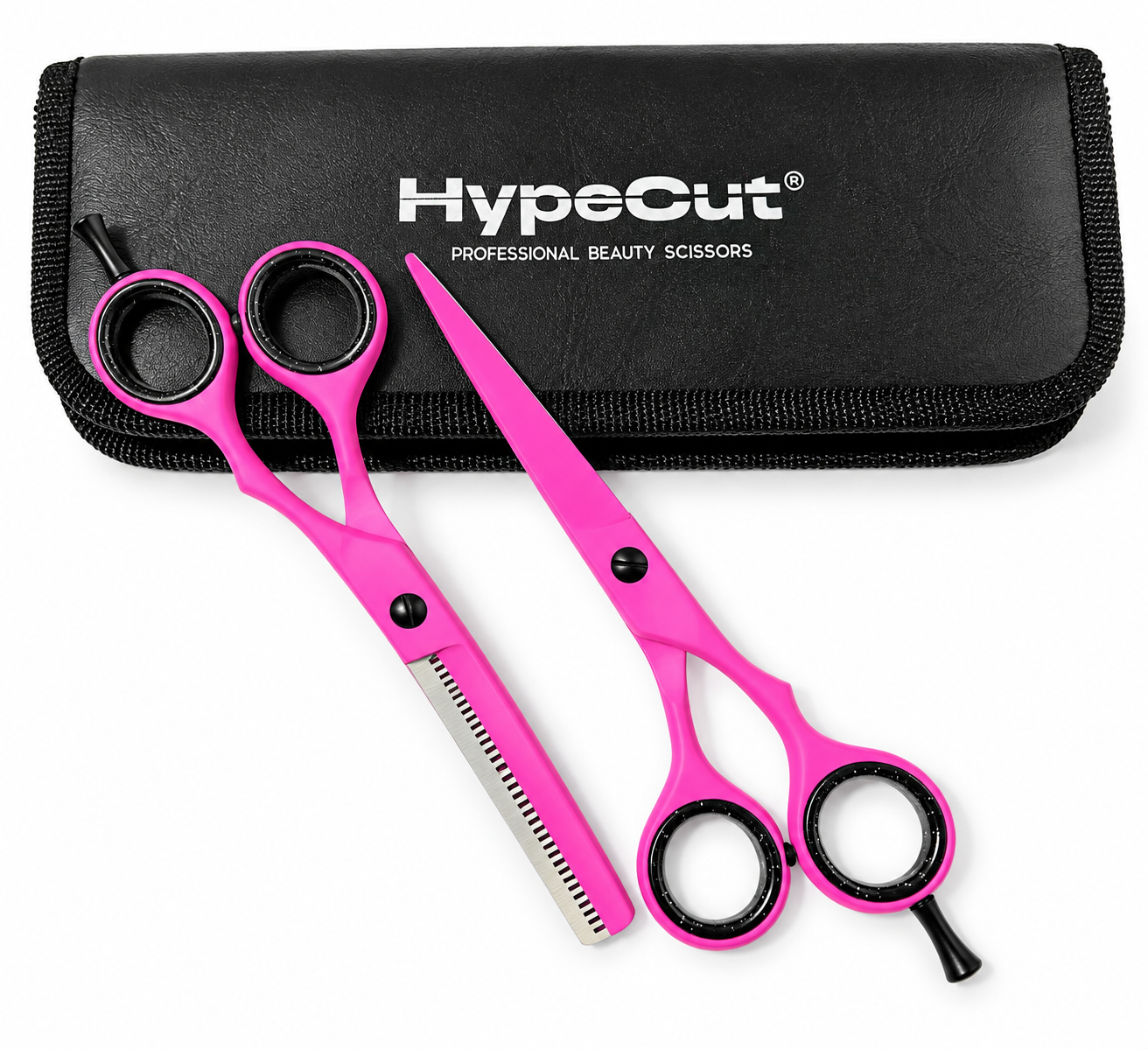 5829cbfa-3173-4249-b85d-1417b43bfcaa Set de 2 Tijeras Profesionales Hypecut Rosa Neón 6.0| Filo Navaja + Esculpidora para Peluquería - Imagen 1