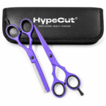 Set 2 Tijeras Profesionales HypeCut Moradas – Filo Navaja + Esculpidora | Barbería