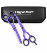 Set 2 Tijeras Profesionales HypeCut Moradas – Filo Navaja + Esculpidora | Barbería