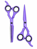 Set de 2 Tijeras Profesionales Hypecut Morado 6.0” | Filo Navaja + Esculpidora - Imagen 2