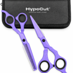 Set de 2 Tijeras Profesionales Hypecut Morado 6.0” | Filo Navaja + Esculpidora
