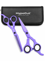 Set de 2 Tijeras Profesionales Hypecut Morado 6.0” | Filo Navaja + Esculpidora