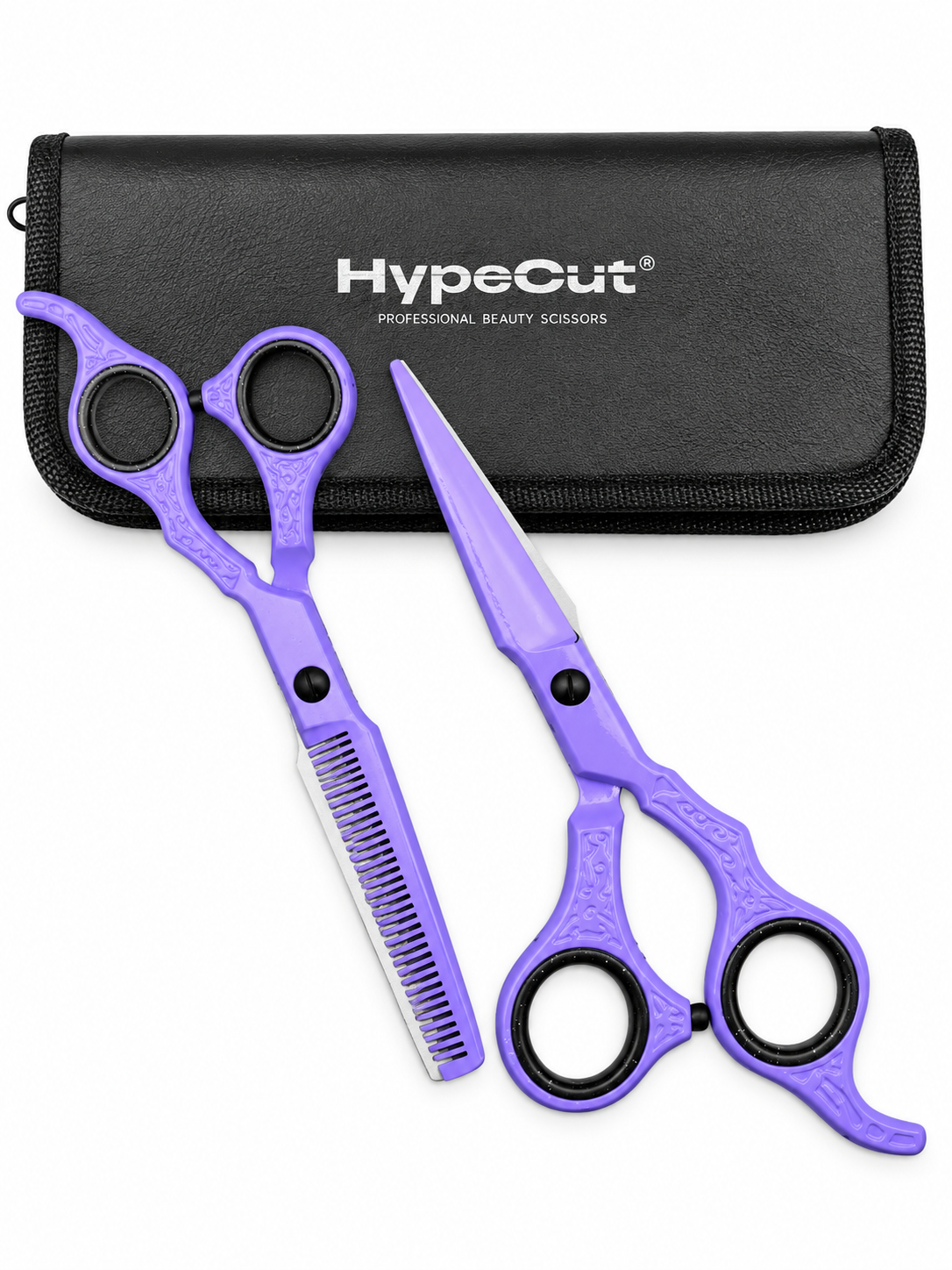 6d6b1619-270f-4481-9cf2-cb6546b11d55 Set de 2 Tijeras Profesionales Hypecut Morado 6.0” | Filo Navaja + Esculpidora - Imagen 1
