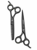 Set 2 Tijeras Profesionales HypeCut 6.0” Negras – Filo Navaja + Esculpidora - Imagen 2