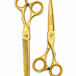 Set de 2 Tijeras Profesionales Hypecut Doradas 6.0” | Filo Navaja + Esculpidora para Peluquería