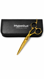 Tijera Profesional HypeCut Filo Navaja 6.5” Dorada para Barbería y Peluquería