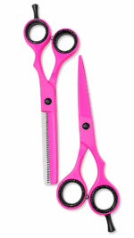 Set de 2 Tijeras Profesionales Hypecut Rosa Neón 6.0| Filo Navaja + Esculpidora para Peluquería - Imagen 2