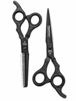 Set 2 Tijeras Profesionales HypeCut 6.0” Negras – Filo Navaja + Esculpidora - Imagen 2