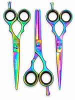 Set 3 Tijeras Profesionales HypeCut 5.5” Tornasol – Filo Navaja, Microdentada y Esculpidora - Imagen 2
