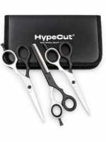 Set 3 Tijeras Profesionales HypeCut 5.5’’Blanco y Negro – Filo Navaja, Microdentada y Esculpidora