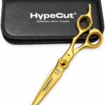 Tijera Profesional HypeCut Filo Navaja 6.5” Dorada para Barbería y Peluquería