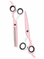 Set 2 Tijeras Profesionales HypeCut Rosa y Blanco – Filo Navaja + Esculpidora - Imagen 2